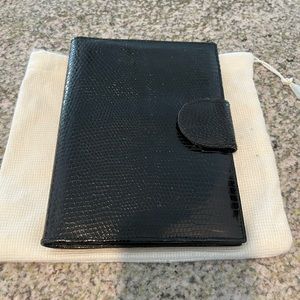Handmade Vera Lucertola Vintage Document Holder, Black Lizard Skin, Never Used